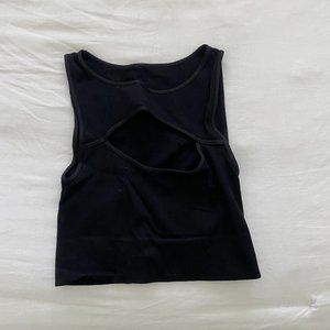 Black cut out crop top athletic tank